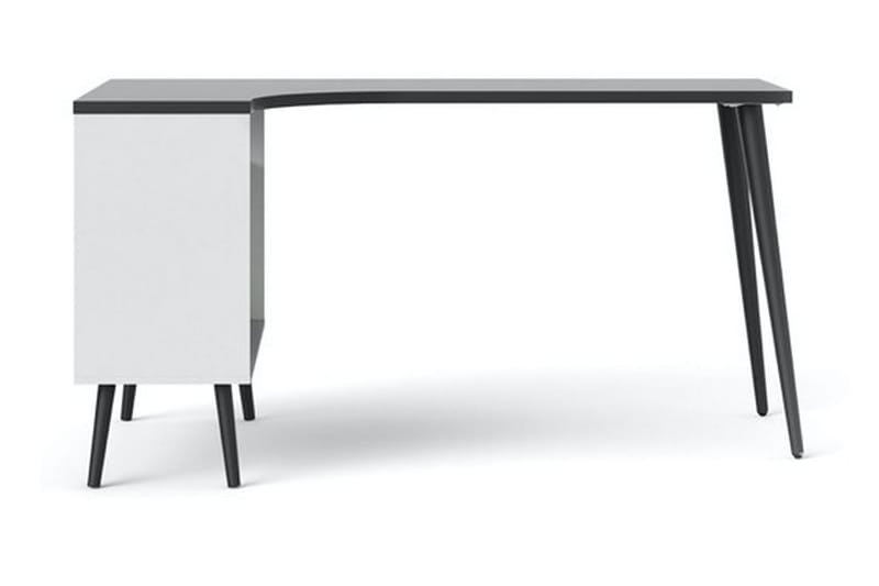 Delta Skrivbord 145 cm med Förvaring Lådor + Hyllor - Vit/Svart - Möbler - Bord & matgrupper - Kontorsbord - Skrivbord - Hörnskrivbord