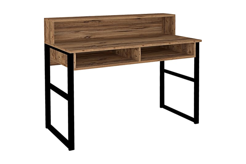 Dengeze Skrivbord 120 cm med Förvaring 2 Hyllor - Valnötsbrun/Svart - Möbler - Bord & matgrupper - Kontorsbord - Skrivbord