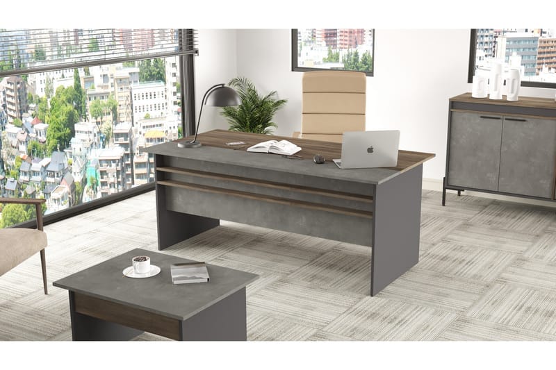 Desgrar Skrivbord 180 cm - Brun/Betonggrå/Antracit - Möbler - Bord & matgrupper - Kontorsbord - Skrivbord
