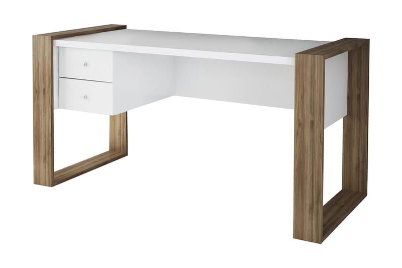 Dorlord Skrivbord 140 cm med Förvaring Lådor - Vit/Valnötsbrun - Möbler - Bord & matgrupper - Kontorsbord - Skrivbord