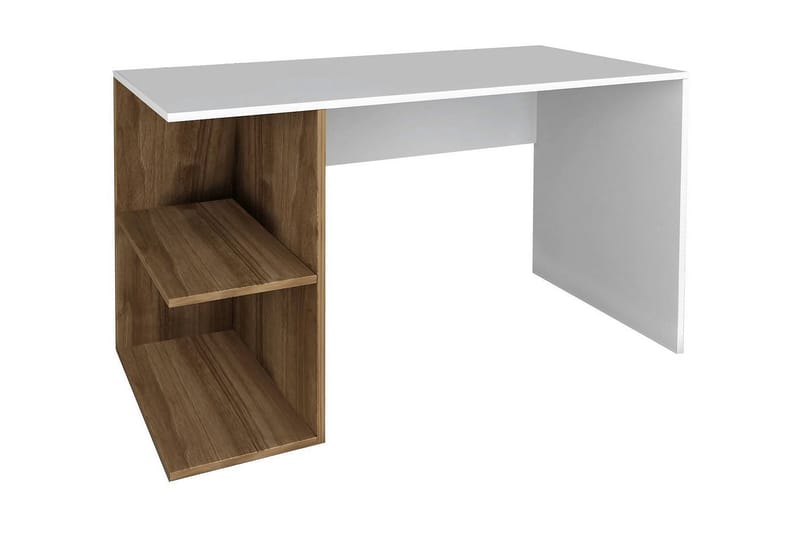 Elegancia Skrivbord 120 cm med Förvaring Hyllor - Vit/Valnötsbrun - Möbler - Bord & matgrupper - Kontorsbord - Skrivbord