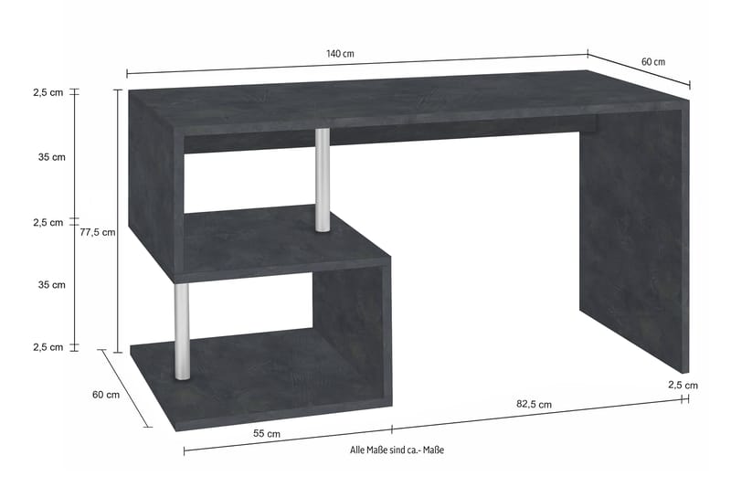 Esseda Skrivbord 140 cm med Förvaring Hyllor - Svart - Möbler - Bord & matgrupper - Kontorsbord - Skrivbord