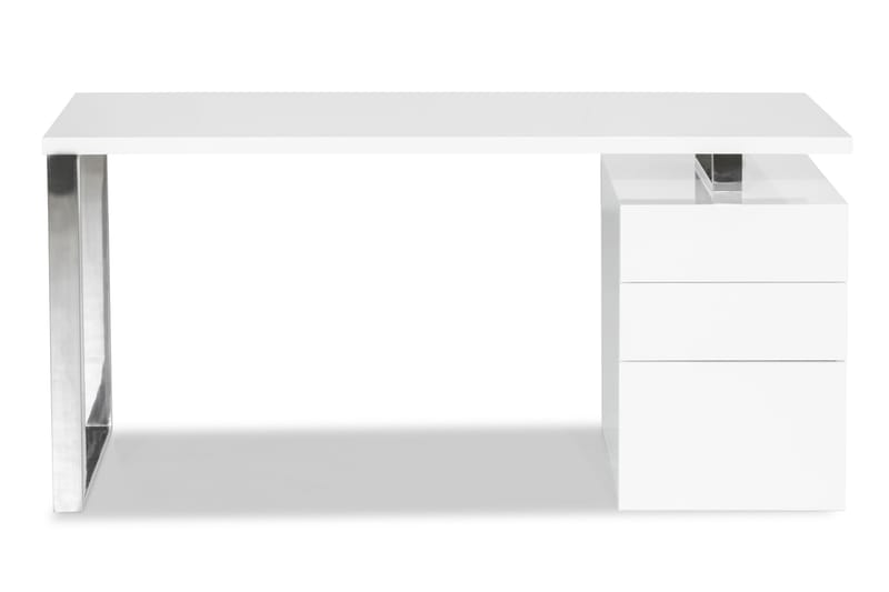 Frode Skrivbord 160 cm med Förvaring Hyllor + Skåp - Vit/Silver - Möbler - Bord & matgrupper - Kontorsbord - Skrivbord