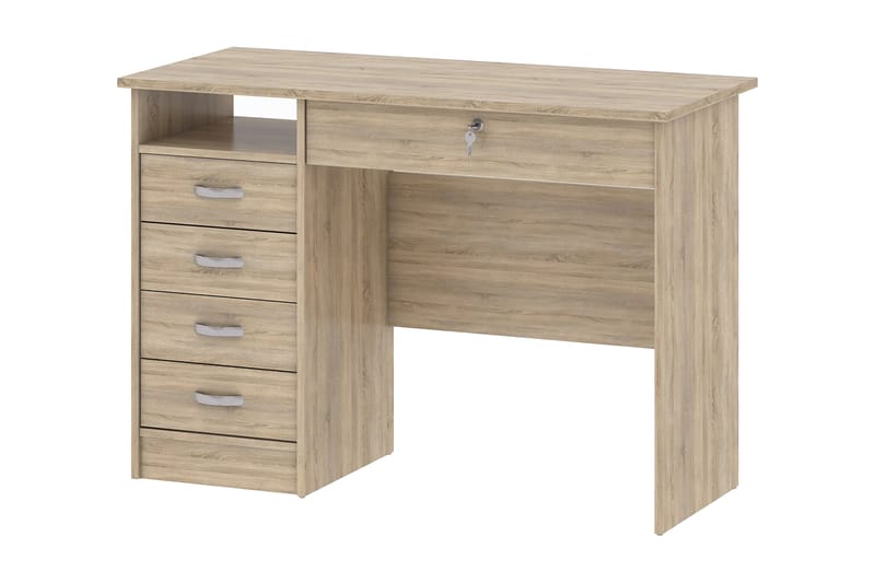 Function Skrivbord 109 cm med Förvaring Lådor + Hylla - Brun - Möbler - Bord & matgrupper - Kontorsbord - Skrivbord