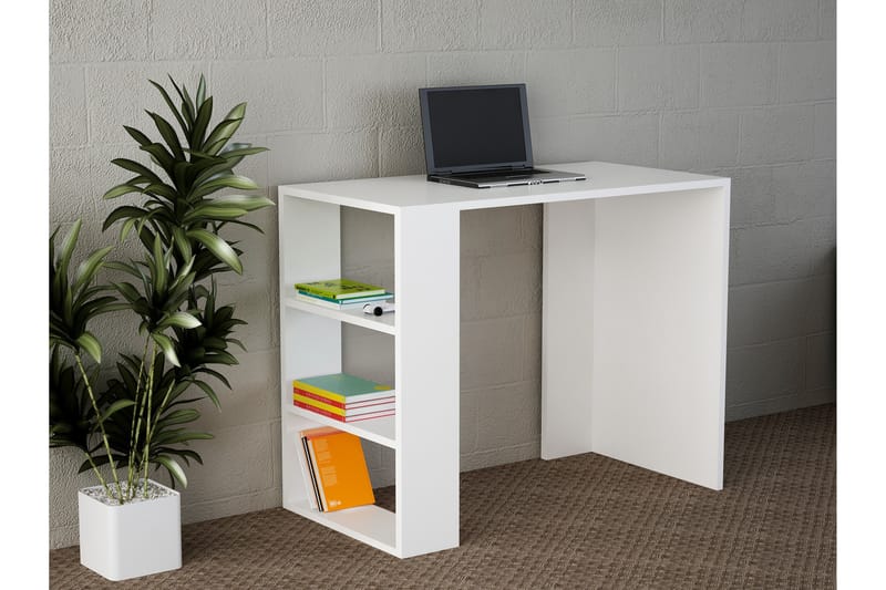 Furny Home Skrivbord 90 cm med Förvaring Hylla - Vit - Möbler - Bord & matgrupper - Kontorsbord - Skrivbord