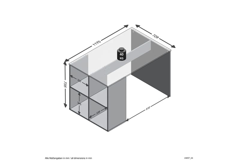 Gent Skrivbord 117 cm med Förvaring Hyllor - Vit - Möbler - Bord & matgrupper - Kontorsbord - Skrivbord