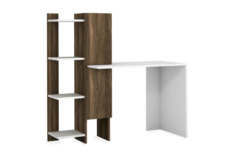 Ginallie Skrivbord 116 cm med Förvaring Hyllor+Skåp - Vit/Valnötsbrun - Möbler - Bord & matgrupper - Kontorsbord - Skrivbord