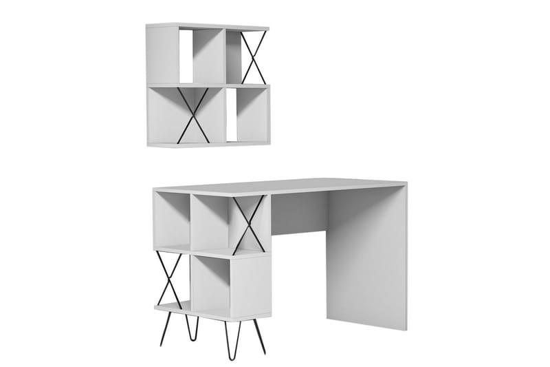 Hovdane Skrivbord 120 cm med Förvaring Hylla + Bokhylla Lite - Vit/Svart - Möbler - Bord & matgrupper - Kontorsbord - Skrivbord