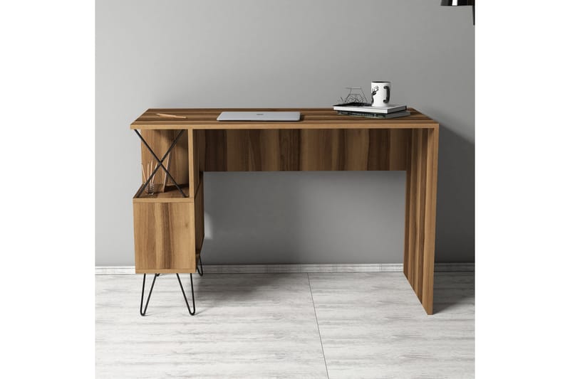 Hovdane Skrivbord 120 cm med Förvaring Hylla - Brun/Svart - Möbler - Bord & matgrupper - Kontorsbord - Skrivbord
