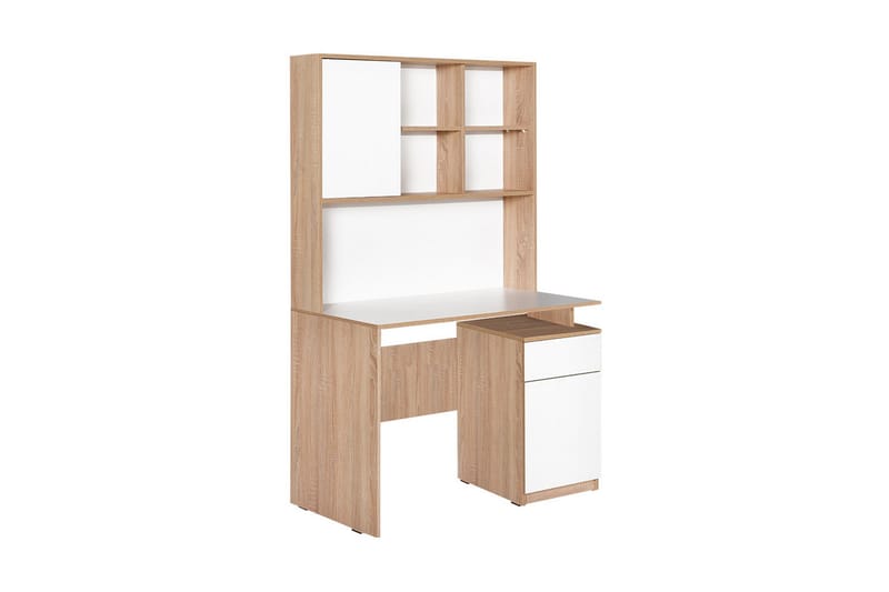 Irbene Skrivbord 105 cm med Förvaring Låda + Hyllor + Skåp - Natur/Vit - Möbler - Bord & matgrupper - Kontorsbord - Skrivbord