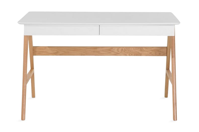 Jahnyia Skrivbord 120 cm med Förvaring 2 Lådor - Vit/Ek - Möbler - Bord & matgrupper - Kontorsbord - Skrivbord