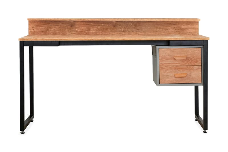 Kailenge Skrivbord 140 cm med Förvaring 2 Lådor Natur/Svart - Natur/Svart - Möbler - Bord & matgrupper - Kontorsbord - Skrivbord