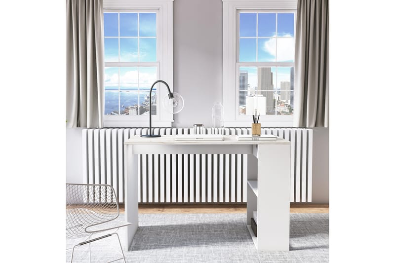 Karakum Skrivbord 112 cm med Förvaring Hylla Marmormönster - Vit - Möbler - Bord & matgrupper - Kontorsbord - Skrivbord