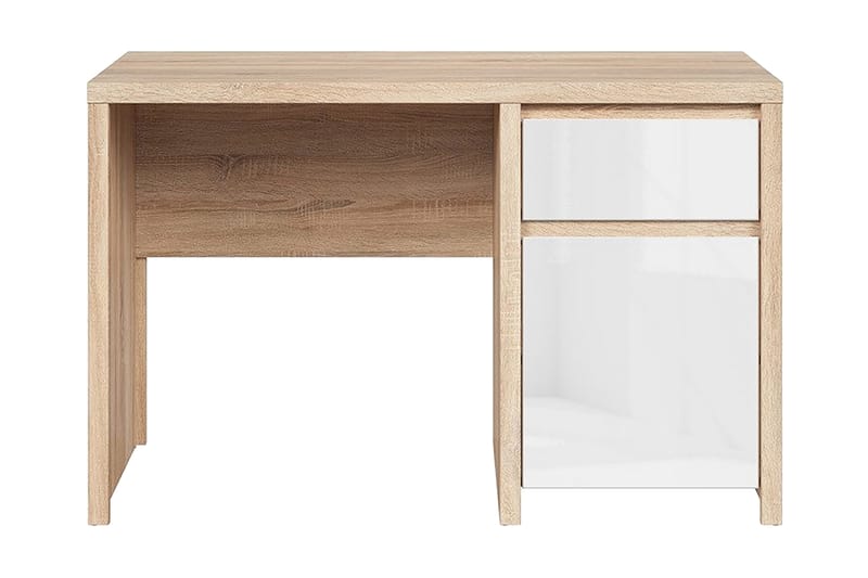 Kaspian Skrivbord 120 cm med Förvaring Låda + Skåp - Natur/Vit Högglans - Möbler - Bord & matgrupper - Kontorsbord - Skrivbord