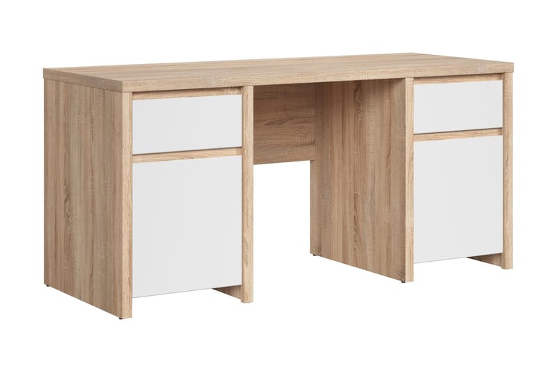 Kaspian Skrivbord 160 cm med Förvaring 2 Lådor+2 Skåp - Ljusbrun - Möbler - Bord & matgrupper - Kontorsbord - Skrivbord