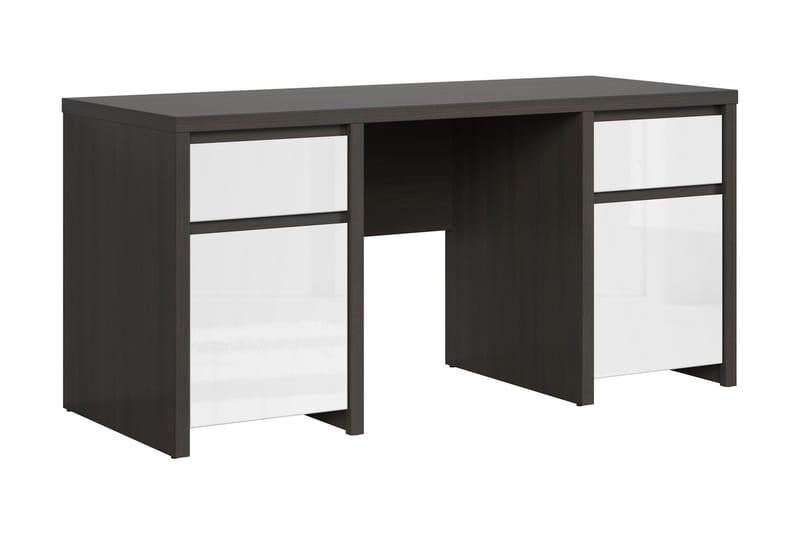 Kaspian Skrivbord 160 cm med Förvaring 2 Lådor + 2 Skåp - Vit/Mörkbrun - Möbler - Bord & matgrupper - Kontorsbord - Skrivbord