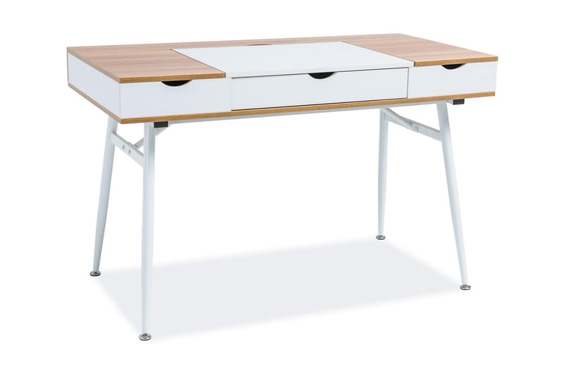 Kasuko Skrivbord 120 cm med Förvaring 3 Lådor - Ekfärg/Vit - Möbler - Bord & matgrupper - Kontorsbord - Skrivbord