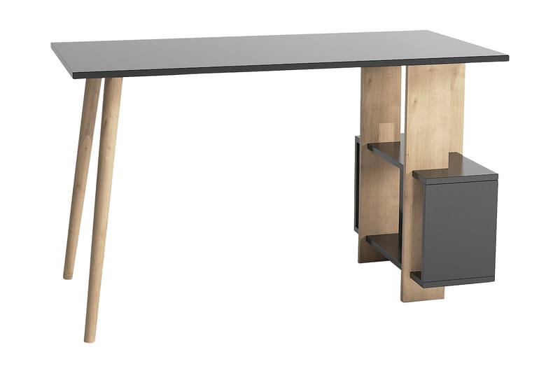 Keachi Side Skrivbord 120 cm med Förvaring Hyllor - Antracit/Natur/Brun - Möbler - Bord & matgrupper - Kontorsbord - Skrivbord