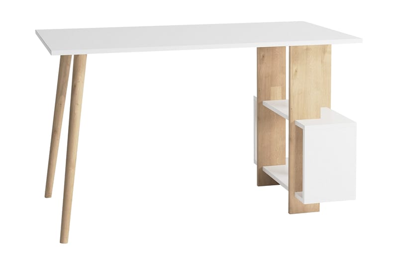 Keachi Side Skrivbord 120 cm med Förvaring Hyllor - Natur/Vit - Möbler - Bord & matgrupper - Kontorsbord - Skrivbord