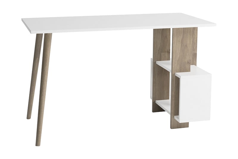 Keachi Side Skrivbord 120 cm med Förvaring Hyllor - Valnötsbrun/Vit - Möbler - Bord & matgrupper - Kontorsbord - Skrivbord