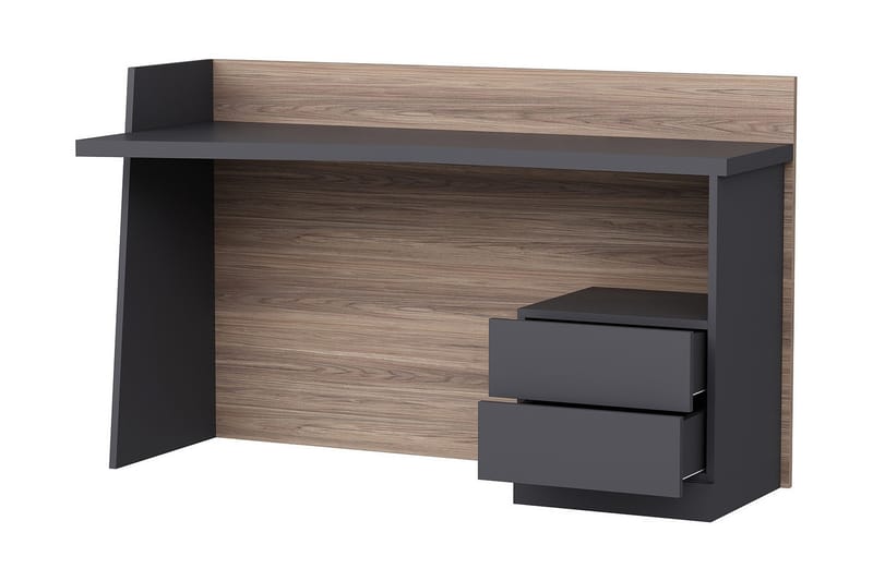Kelvin Skrivbord 146 cm med Förvaring 2 Lådor Brun/Svart - Homemania - Möbler - Bord & matgrupper - Kontorsbord - Skrivbord