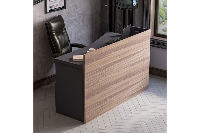 Kelvin Skrivbord 146 cm med Förvaring 2 Lådor Brun/Svart - Homemania - Möbler - Bord & matgrupper - Kontorsbord - Skrivbord