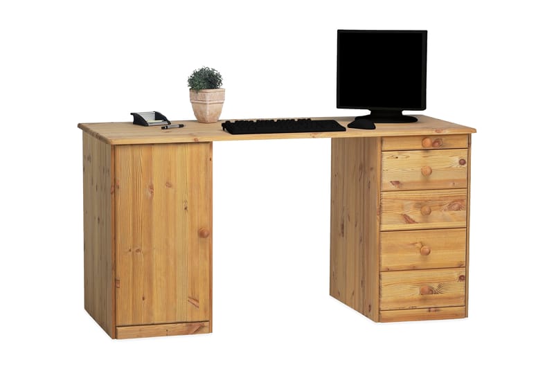Kent Skrivbord 150 cm med Förvaring 5 Lådor + Skåp - Brun - Möbler - Bord & matgrupper - Kontorsbord - Skrivbord