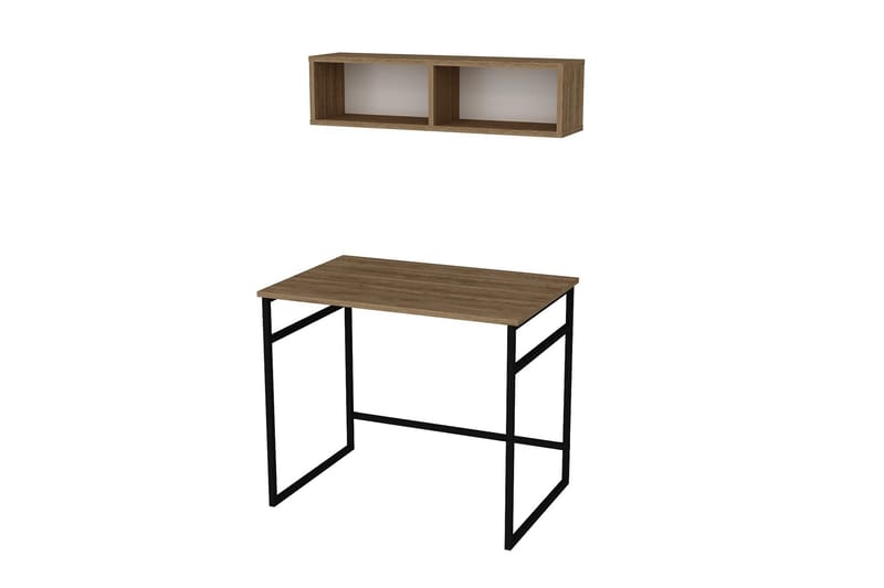 Klingbo Skrivbord 90 cm med Förvaring Vägghylla - Brun - Möbler - Bord & matgrupper - Kontorsbord - Skrivbord