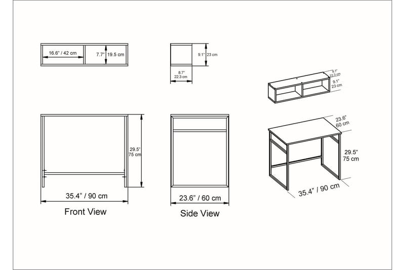 Klingbo Skrivbord 90 cm med Förvaring Vägghylla - Brun - Möbler - Bord & matgrupper - Kontorsbord - Skrivbord