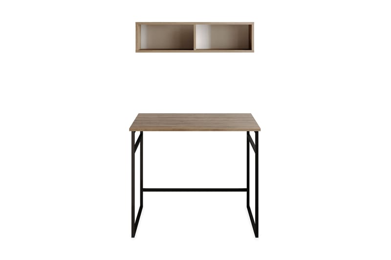 Klingbo Skrivbord 90 cm med Förvaring Vägghylla - Brun/Svart - Möbler - Bord & matgrupper - Kontorsbord - Skrivbord
