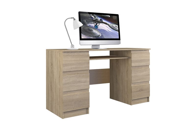 Kubana Skrivbord 130 cm med Förvaring Lådor - Ekfärg/Beige - Möbler - Bord & matgrupper - Kontorsbord - Skrivbord