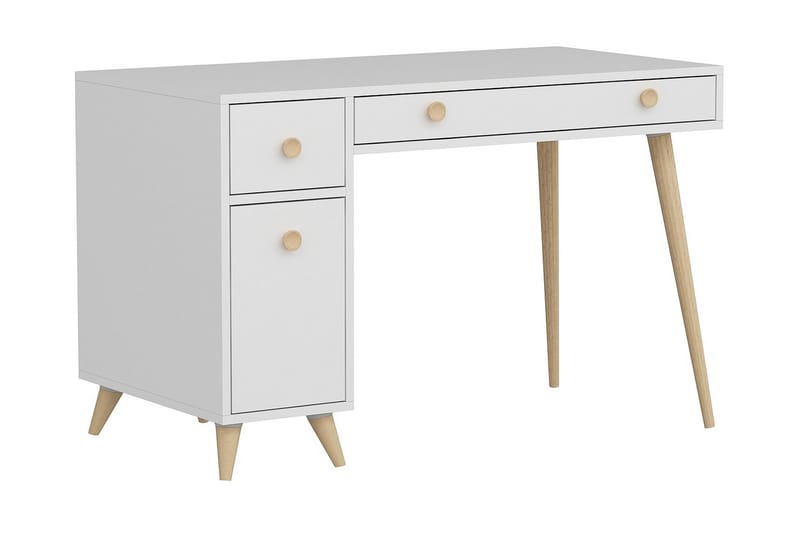 Labrags Skrivbord 120 cm med Förvaring Lådor + Skåp - Vit/Natur - Möbler - Bord & matgrupper - Kontorsbord - Skrivbord