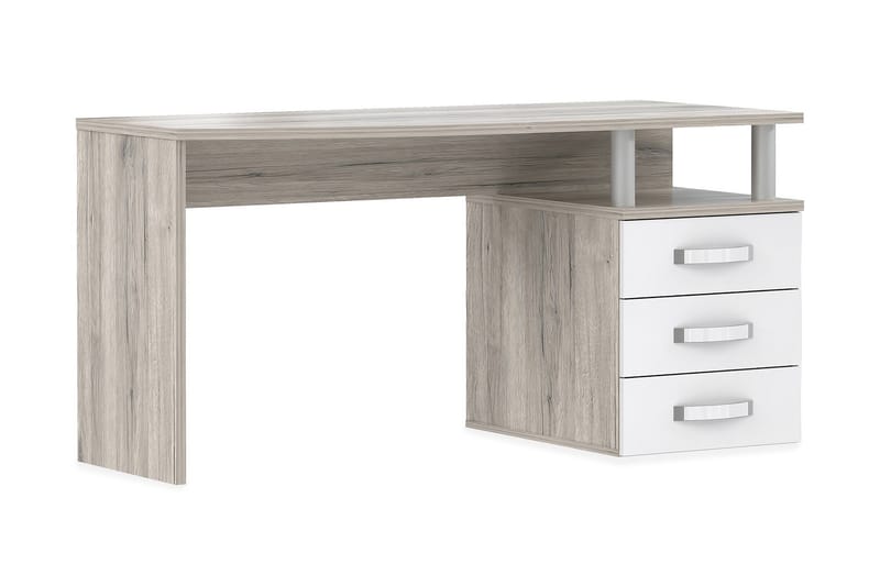 Latrish Skrivbord 138 cm med Förvaring Hylla + 3 Lådor - Brun/Vit - Möbler - Bord & matgrupper - Kontorsbord - Skrivbord