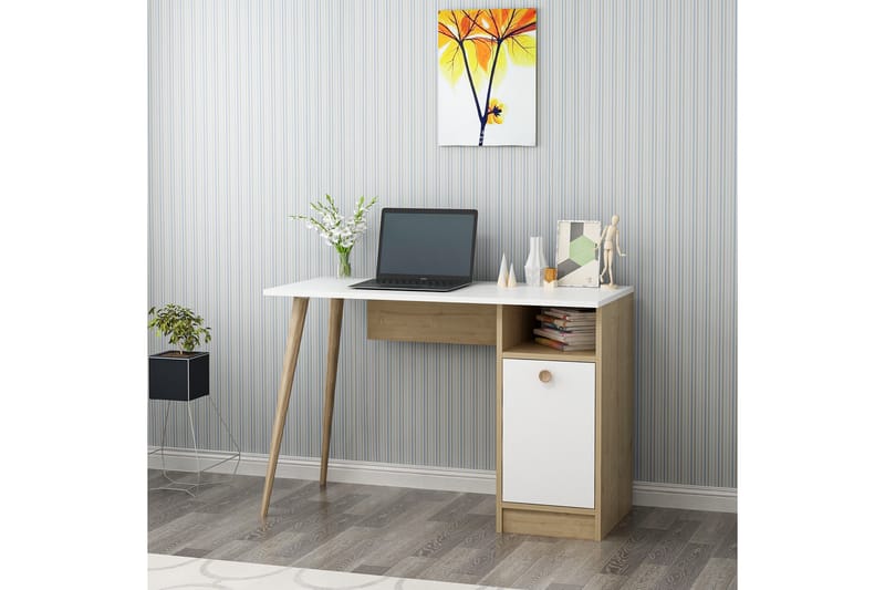 Leidon Skrivbord 110 cm - Vit/Natur - Möbler - Bord & matgrupper - Kontorsbord - Skrivbord