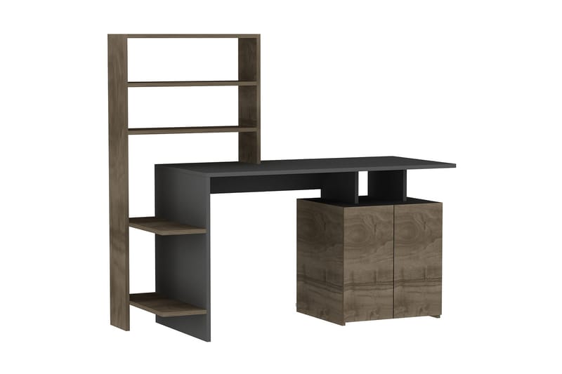 Leluard Skrivbord 146 cm med Förvaring Hyllor + Skåp - Valnötsbrun/Antracit - Möbler - Bord & matgrupper - Kontorsbord - Skrivbord