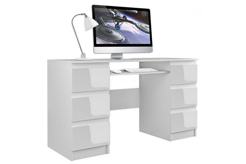 Levisa Skrivbord 130 cm med Förvaring Lådor - Vit Högglans - Möbler - Bord & matgrupper - Kontorsbord - Skrivbord