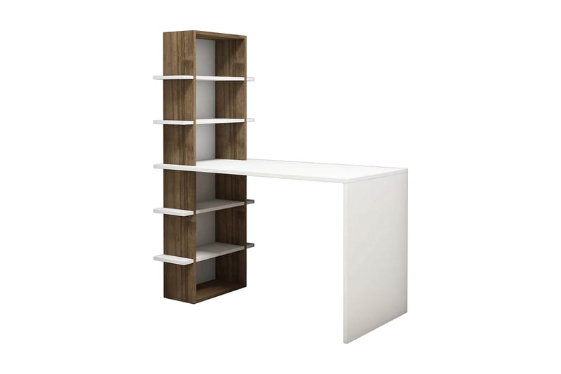 Madelon Skrivbord 120 cm med Förvaring Hyllor Vit/Brun - Homemania - Möbler - Bord & matgrupper - Kontorsbord - Skrivbord