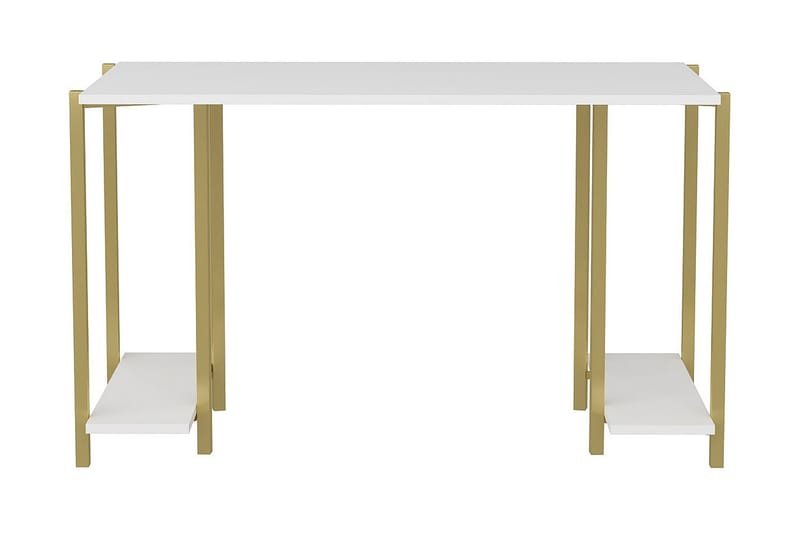 Malem Skrivbord 60x73,8x125,2 cm med förvaring - Guld/Vit - Möbler - Bord & matgrupper - Kontorsbord - Skrivbord