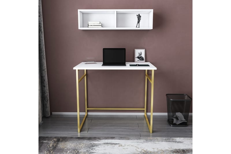 Malem Skrivbord 60x75x90 cm - Guld/Vit - Möbler - Bord & matgrupper - Kontorsbord - Skrivbord
