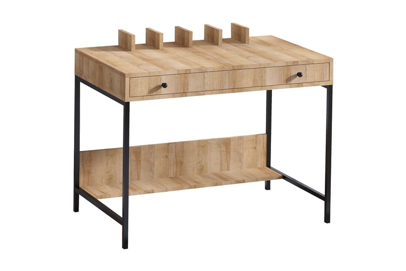 Manakula Skrivbord 100 cm med Förvaring Hyllor + Låda - Natur/Svart - Möbler - Bord & matgrupper - Kontorsbord - Skrivbord