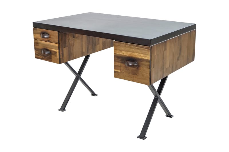 Massive Design Skrivbord 115 cm med Förvaring Lådor - Trä/Brun - Möbler - Bord & matgrupper - Kontorsbord - Skrivbord