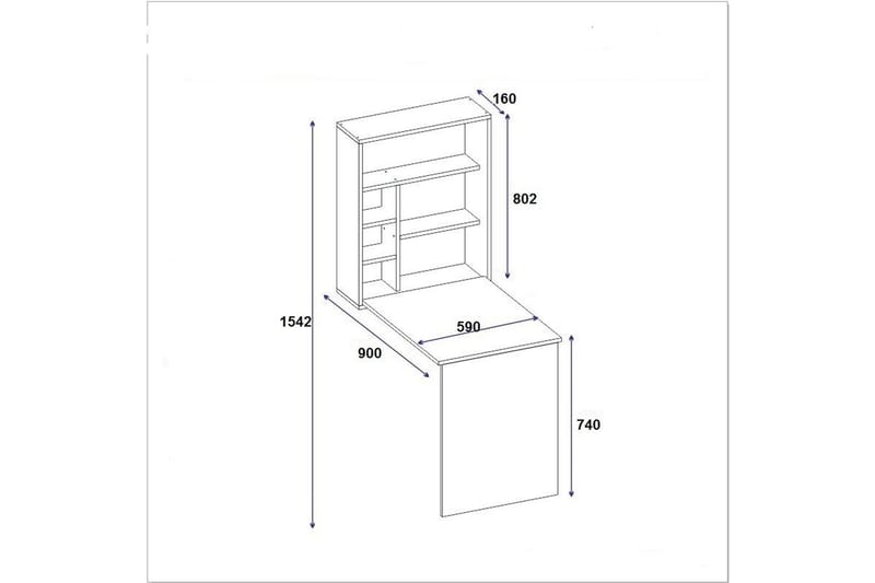 Mcmillan Väggskrivbord 90 cm med Förvaring Hyllor - Vit - Möbler - Bord & matgrupper - Kontorsbord - Skrivbord