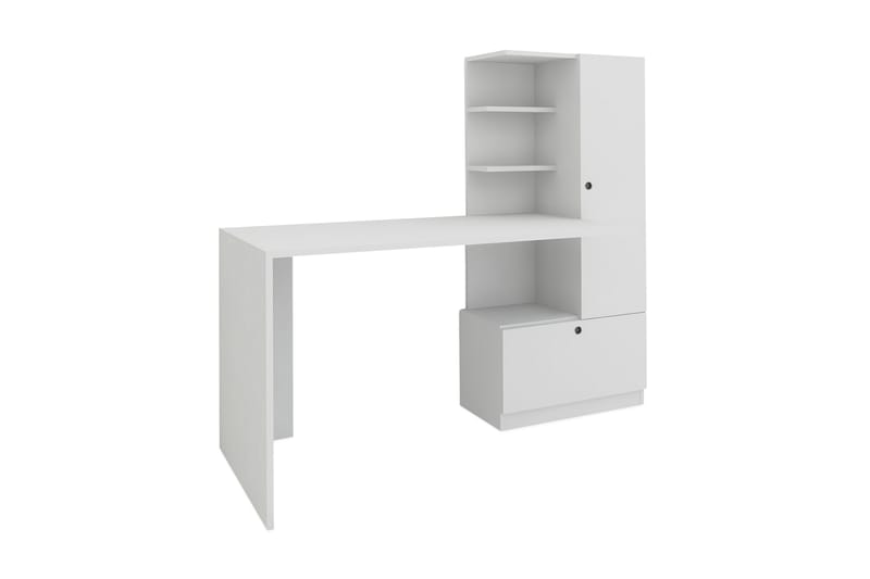 Merinoz Skrivbord 150 cm med Förvaring Hyllor + Låda + Skåp - Vit - Möbler - Bord & matgrupper - Kontorsbord - Skrivbord