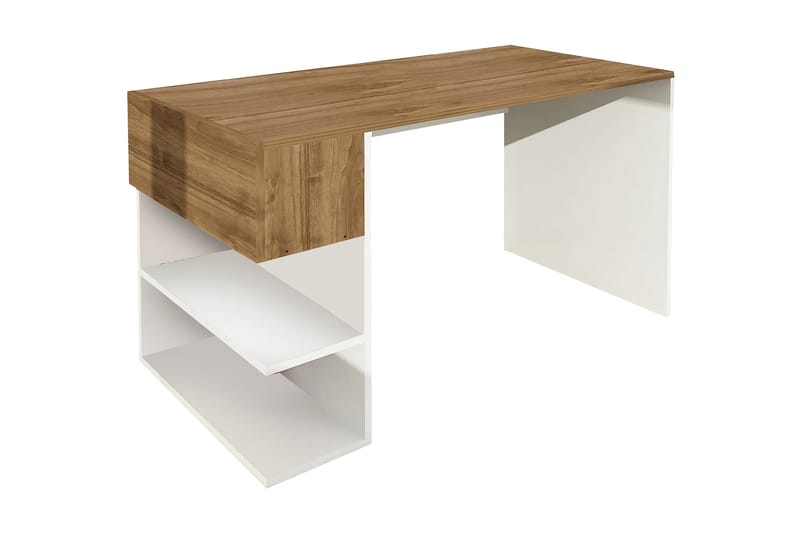 Merinoz Skrivbord 21 cm med Förvaring Hyllor+Lucka - Vit/Valnötsbrun - Möbler - Bord & matgrupper - Kontorsbord - Skrivbord