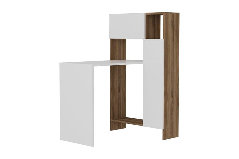 Mijara Skrivbord 90 cm med Förvaring Hyllor+Skåp - Vit/Valnötsbrun - Möbler - Bord & matgrupper - Kontorsbord - Skrivbord