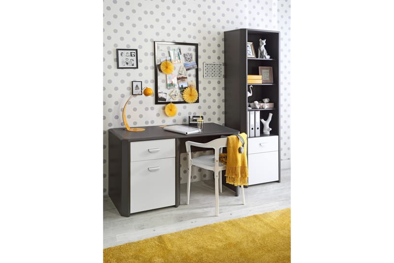 Millhall Skrivbord 130 cm med Förvaring Låda + Skåp - Grå/Vit - Möbler - Bord & matgrupper - Kontorsbord - Skrivbord
