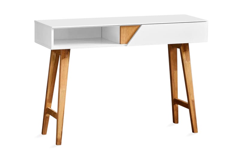 Milverton Skrivbord 110 cm med Förvaring Låda + Hylla - Vit/Natur - Möbler - Bord & matgrupper - Kontorsbord - Skrivbord