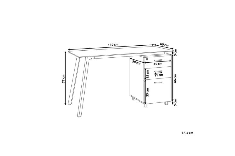 Montevideo Skrivbord 130 cm med Förvaring 3 Lådor - Vit/Ljusbrun - Möbler - Bord & matgrupper - Kontorsbord - Skrivbord