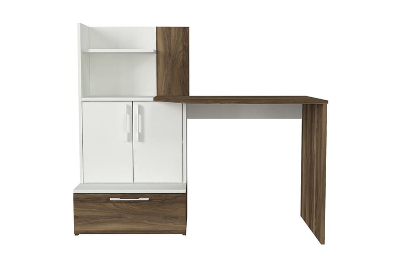 Mudeni Skrivbord 131 cm med Förvaring - Vit/Valnötsbrun - Möbler - Bord & matgrupper - Kontorsbord - Skrivbord
