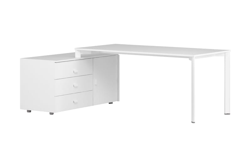 Naquera Skrivbord 196 cm med Förvaring Skåp + 3 Lådor - Vit/Grå - Möbler - Bord & matgrupper - Kontorsbord - Skrivbord